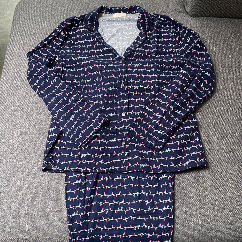 Love by Gap Christmas flannel pyjamas pink red sz medium button up